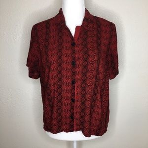 Urban Outfitters snakeskin Print Button Down Short Sleeve Top M